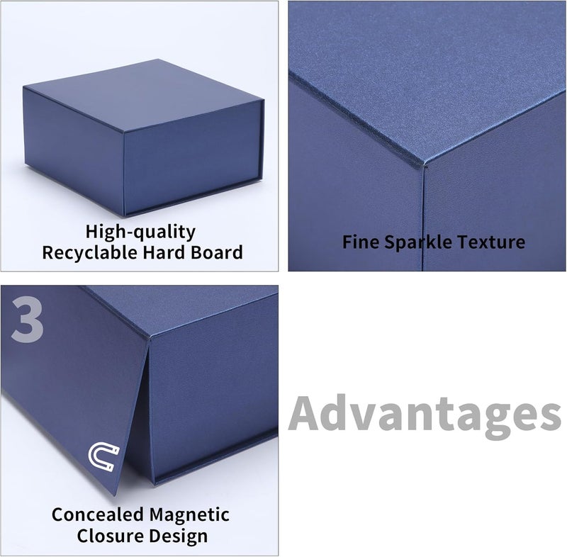 Ditwis 4 Pack 8x8x4 Inches Gift Boxes with Magnetic Closure Lids, Blue Magnetic Box for Wedding, Groomsmen Bridesmaid Proposal, Birthdays, Mother's Day - Image 4